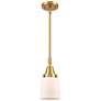Caden Bell 5" Wide Satin Gold Stem Hung Mini Pendant w/ Matte White Sh