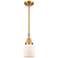 Caden Bell 5" Wide Satin Gold Stem Hung Mini Pendant w/ Matte White Sh