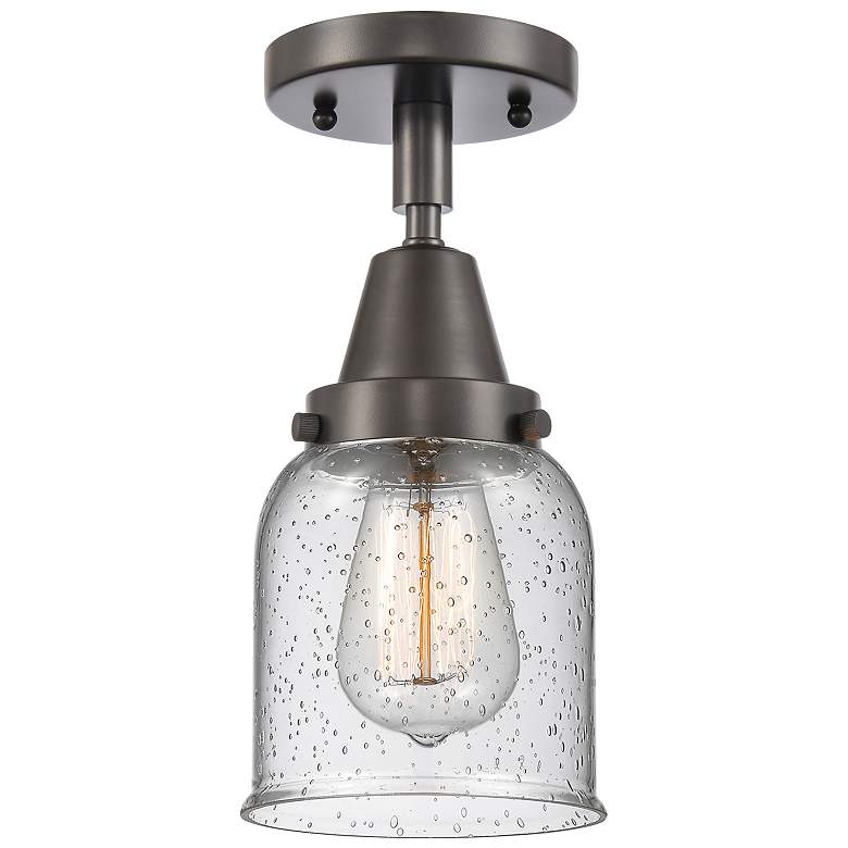 Image 1 Caden Bell 5"W Bronze Ceiling Light with Clear Glass Shade