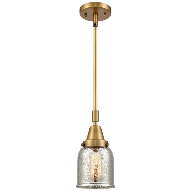 Image 1 Caden Bell 5"W Brushed Brass Stem Hung Mini Pendant w/ Mercury Shade