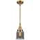 Caden Bell 5"W Brushed Brass Stem Hung Mini Pendant w/ Plated Smoke Sh