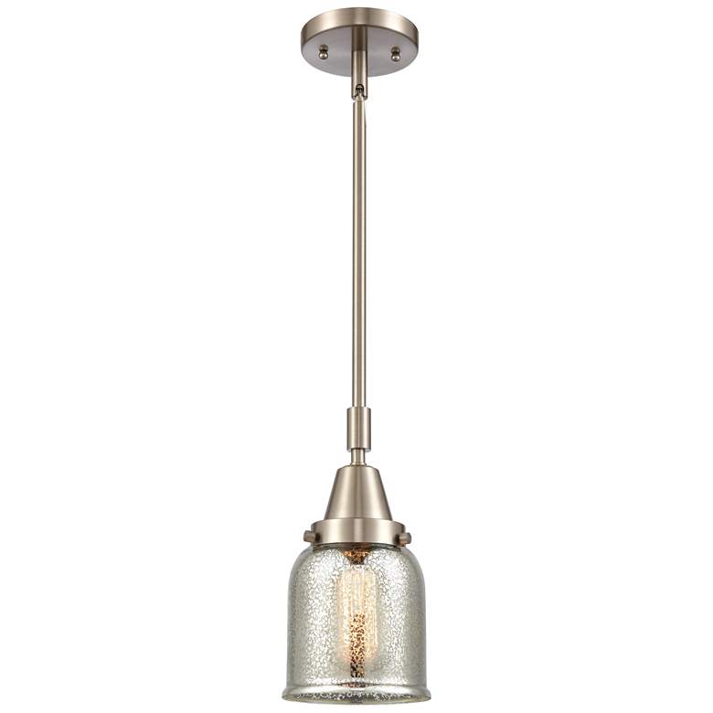 Image 1 Caden Bell 5"W Brushed Nickel Stem Hung Mini Pendant w/ Mercury Shade