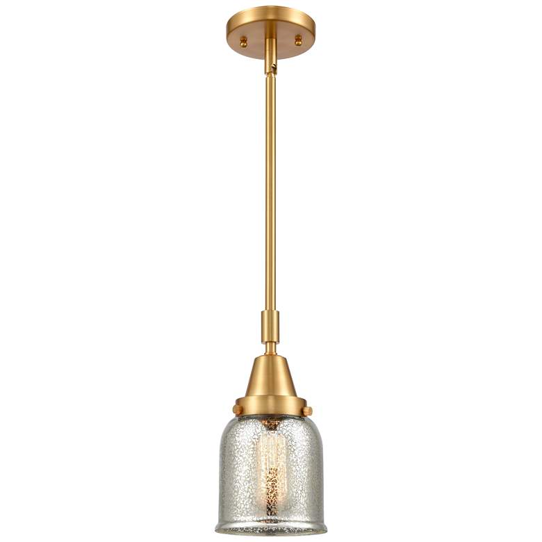 Image 1 Caden Bell 5"W Gold Stem Hung Mini Pendant w/ Silver Plated Mercury Sh