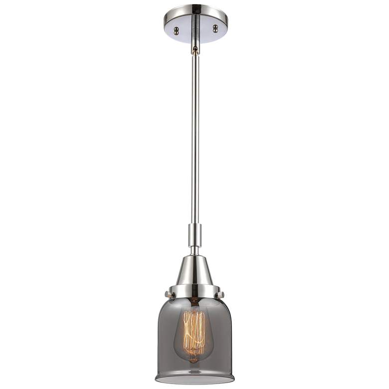 Image 1 Caden Bell 5"W Polished Chrome Stem Hung Mini Pendant w/ Plated Smoke