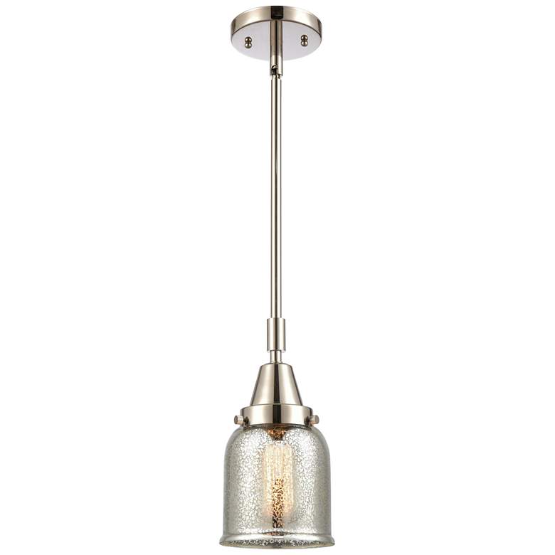 Image 1 Caden Bell 5"W Polished Nickel Stem Hung Mini Pendant w/ Mercury Shade