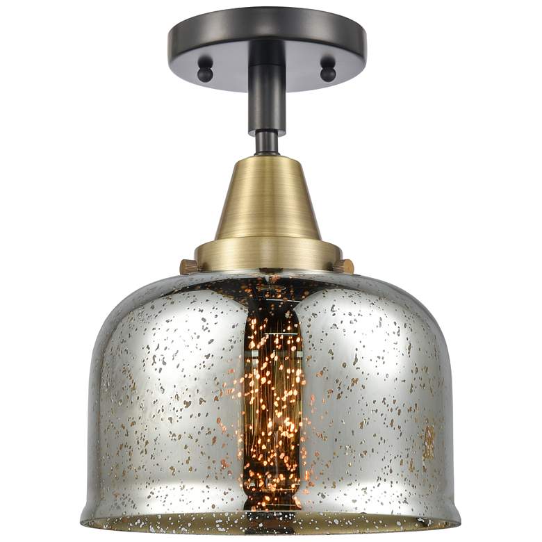 Image 1 Caden Bell 7 3/4"W Black and Antique Brass LED Ceiling Light