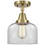 Caden Bell 8" Flush Mount - Antique Brass - Clear Shade