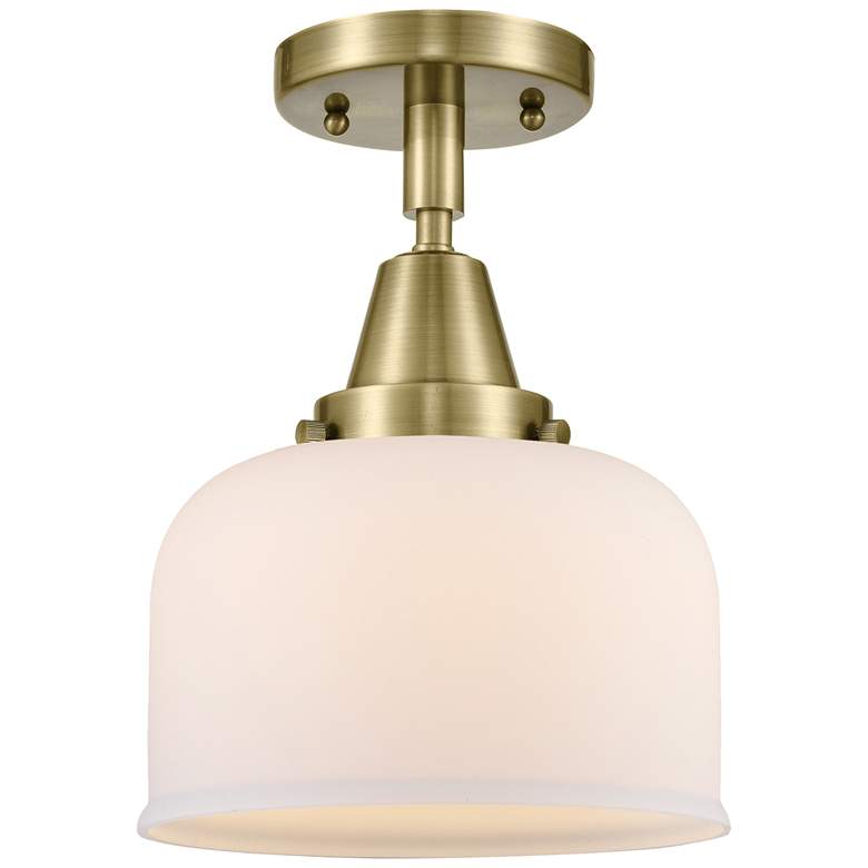 Image 1 Caden Bell 8" Flush Mount - Antique Brass - Matte White Shade