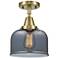 Caden Bell 8" Flush Mount - Antique Brass - Plated Smoke Shade