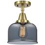 Caden Bell 8" Flush Mount - Antique Brass - Plated Smoke Shade