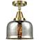 Caden Bell 8" Flush Mount - Antique Brass - Silver Mercury Shade