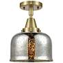 Caden Bell 8" Flush Mount - Antique Brass - Silver Mercury Shade