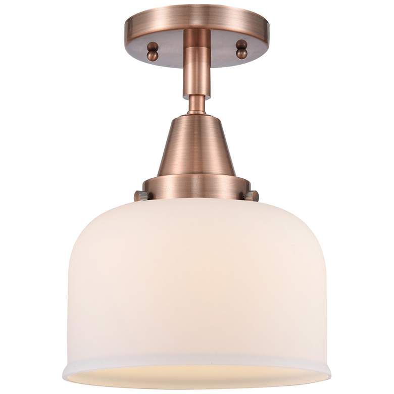Image 1 Caden Bell 8" Flush Mount - Antique Copper - Matte White Shade