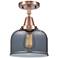 Caden Bell 8" Flush Mount - Antique Copper - Plated Smoke Shade