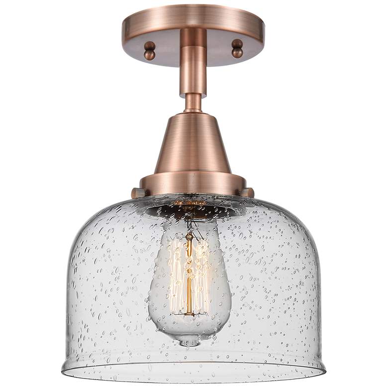 Image 1 Caden Bell 8" Flush Mount - Antique Copper - Seedy Shade