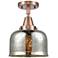 Caden Bell 8" Flush Mount - Antique Copper - Silver Mercury Shade