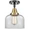 Caden Bell 8" Flush Mount - Black Antique Brass - Clear Shade