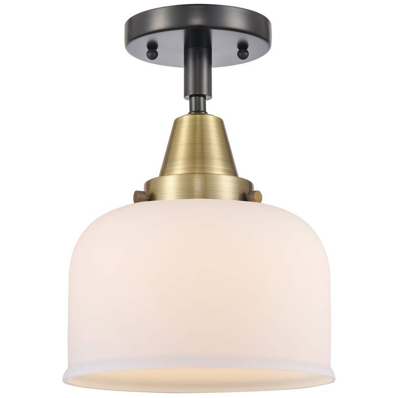 Image 1 Caden Bell 8" Flush Mount - Black Antique Brass - Matte White Shade