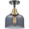 Caden Bell 8" Flush Mount - Black Antique Brass - Plated Smoke Shade
