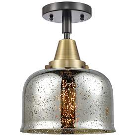 Image1 of Caden Bell 8" Flush Mount - Black Antique Brass - Silver Mercury Shade