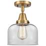 Caden Bell 8" Flush Mount - Brushed Brass - Clear Shade