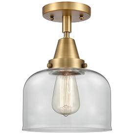 Image1 of Caden Bell 8" Flush Mount - Brushed Brass - Clear Shade
