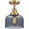 Caden Bell 8" Flush Mount - Brushed Brass - Plated Smoke Shade