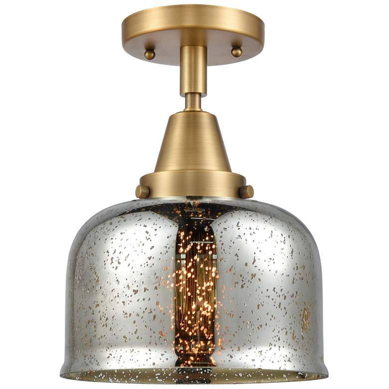 Image 1 Caden Bell 8" Flush Mount - Brushed Brass - Silver Mercury Shade