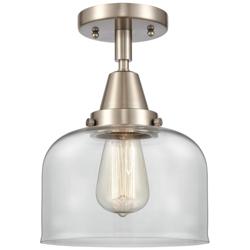 Caden Bell 8" Flush Mount - Brushed Satin Nickel - Clear Shade