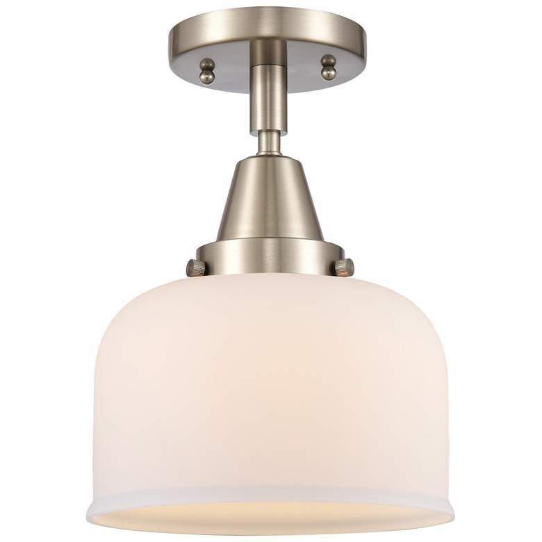Image 1 Caden Bell 8" Flush Mount - Brushed Satin Nickel - Matte White Shade