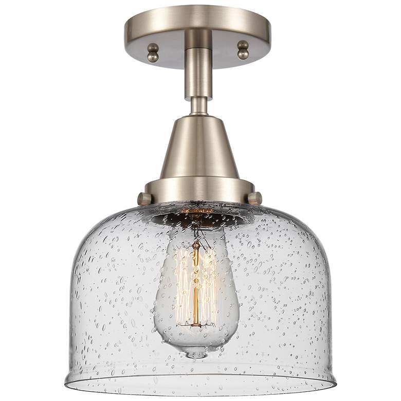 Image 1 Caden Bell 8" Flush Mount - Brushed Satin Nickel - Seedy Shade