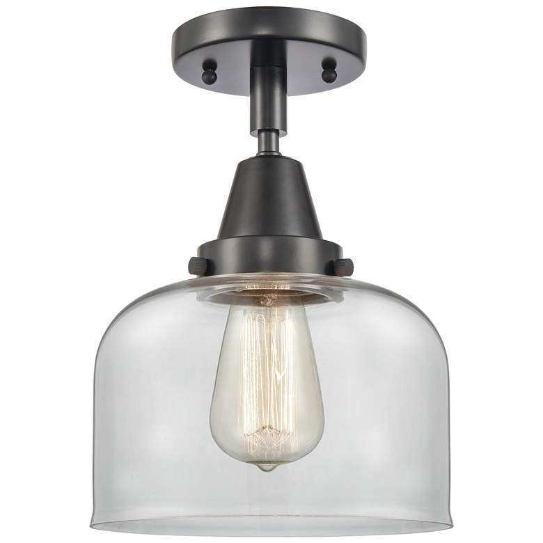 Image 1 Caden Bell 8" Flush Mount - Matte Black - Clear Shade