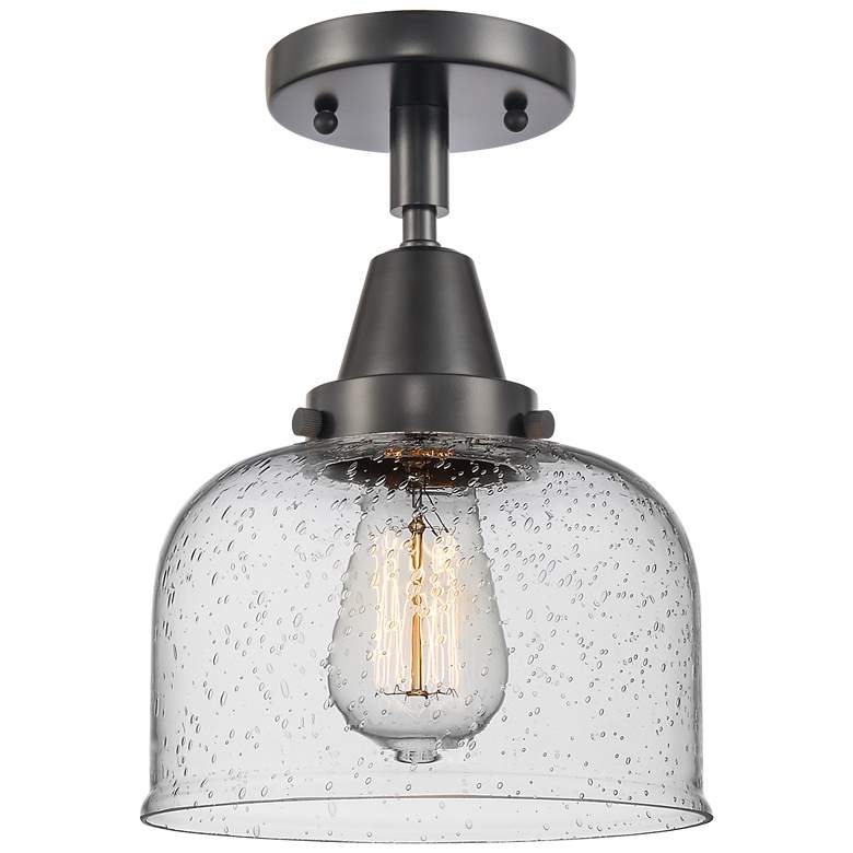 Image 1 Caden Bell 8" Flush Mount - Matte Black - Seedy Shade