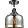 Caden Bell 8" Flush Mount - Matte Black - Silver Mercury Shade