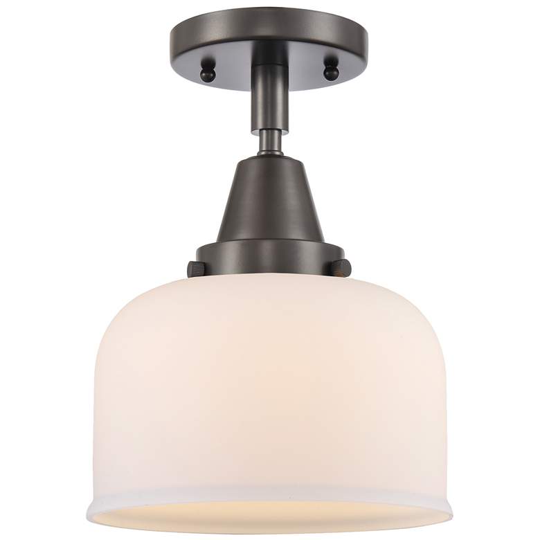 Image 1 Caden Bell 8" Flush Mount - Oil Rubbed Bronze - Matte White Shade