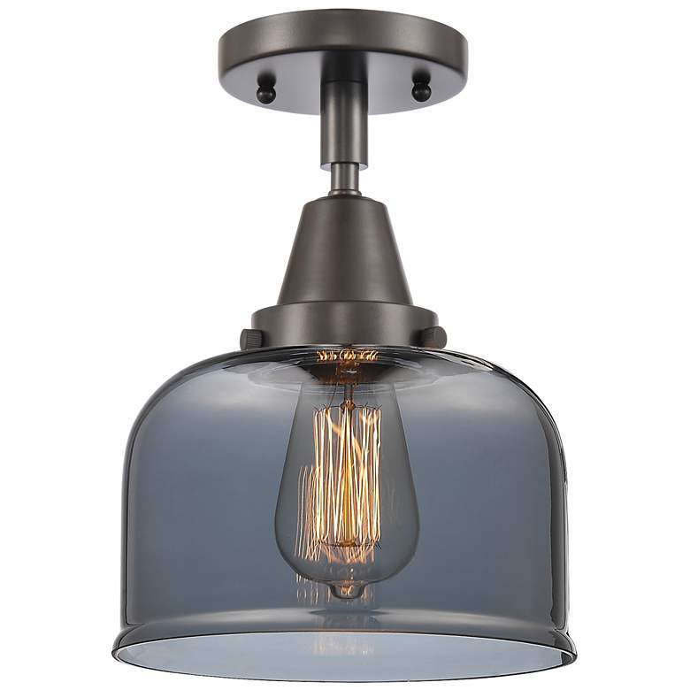 Image 1 Caden Bell 8" Flush Mount - Oil Rubbed Bronze - Plated Smoke Shade