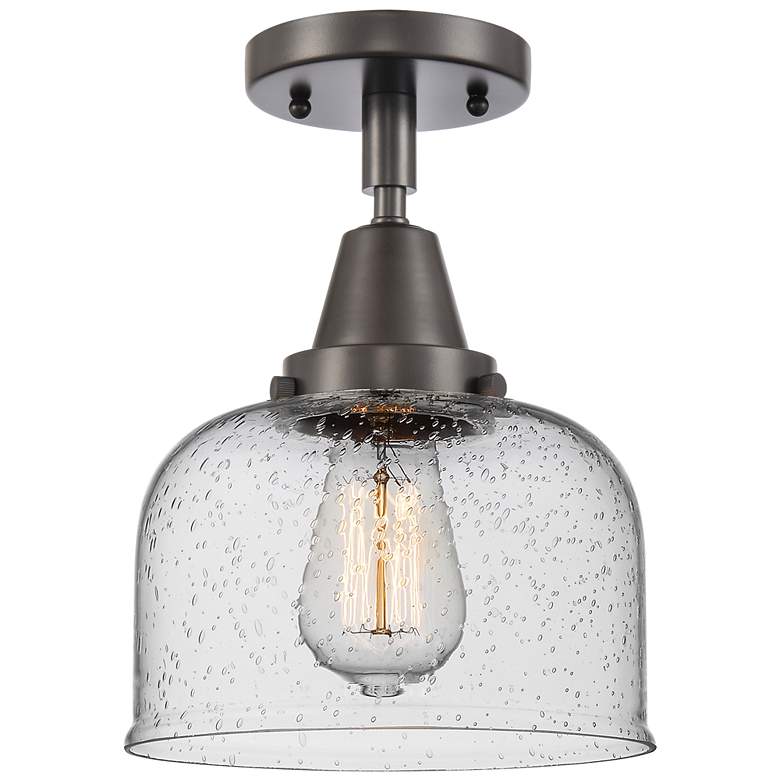 Image 1 Caden Bell 8" Flush Mount - Oil Rubbed Bronze - Seedy Shade