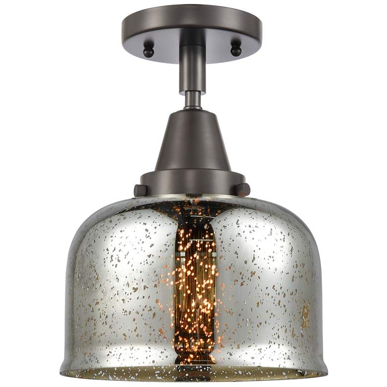 Image 1 Caden Bell 8" Flush Mount - Oil Rubbed Bronze - Silver Mercury Shade