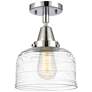 Caden Bell 8" Flush Mount - Polished Chrome - Clear Deco Swirl Shade