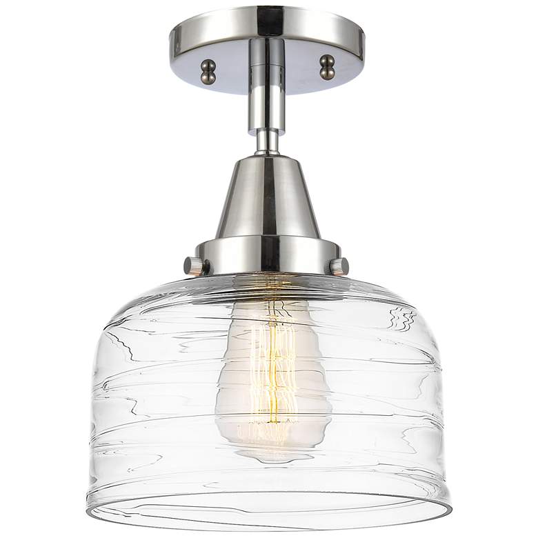 Image 1 Caden Bell 8" Flush Mount - Polished Chrome - Clear Deco Swirl Shade