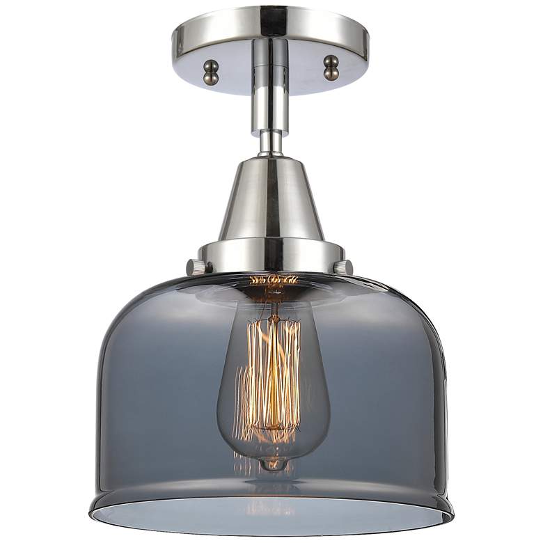 Image 1 Caden Bell 8" Flush Mount - Polished Chrome - Plated Smoke Shade