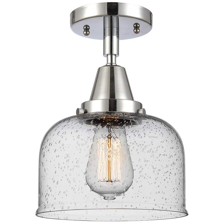 Image 1 Caden Bell 8" Flush Mount - Polished Chrome - Seedy Shade