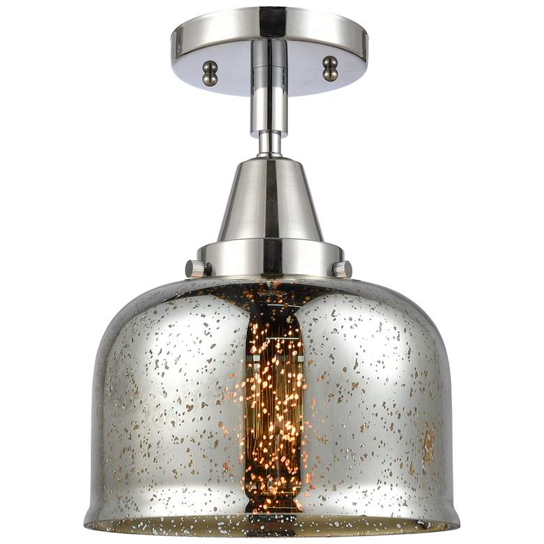 Image 1 Caden Bell 8" Flush Mount - Polished Chrome - Silver Mercury Shade