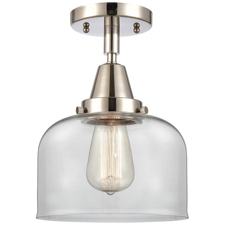 Image 1 Caden Bell 8" Flush Mount - Polished Nickel - Clear Shade