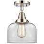 Caden Bell 8" Flush Mount - Polished Nickel - Clear Shade