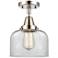 Caden Bell 8" Flush Mount - Polished Nickel - Clear Shade