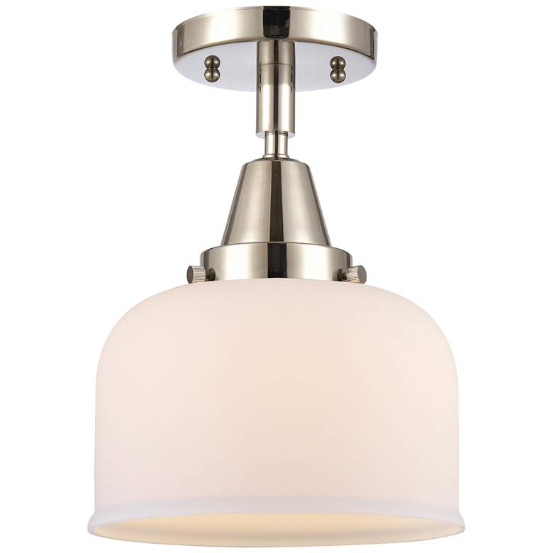 Image 1 Caden Bell 8" Flush Mount - Polished Nickel - Matte White Shade