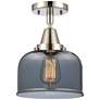 Caden Bell 8" Flush Mount - Polished Nickel - Plated Smoke Shade