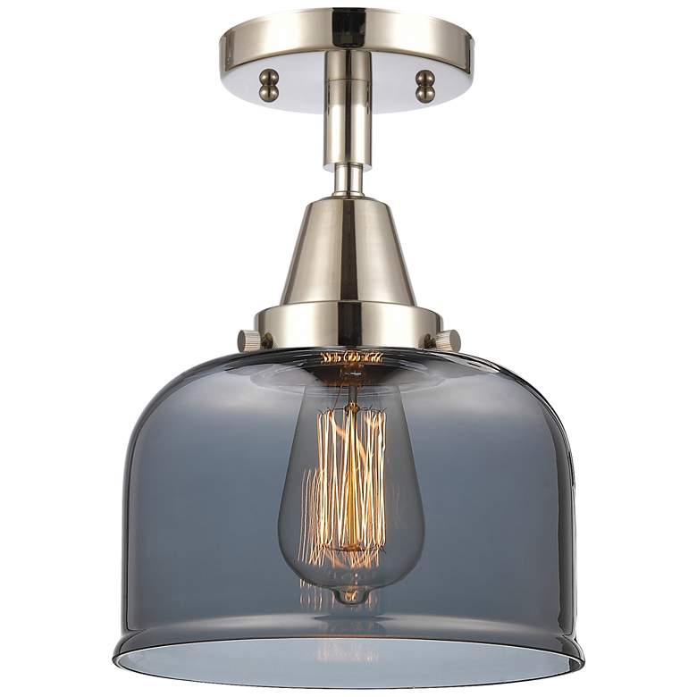 Image 1 Caden Bell 8" Flush Mount - Polished Nickel - Plated Smoke Shade