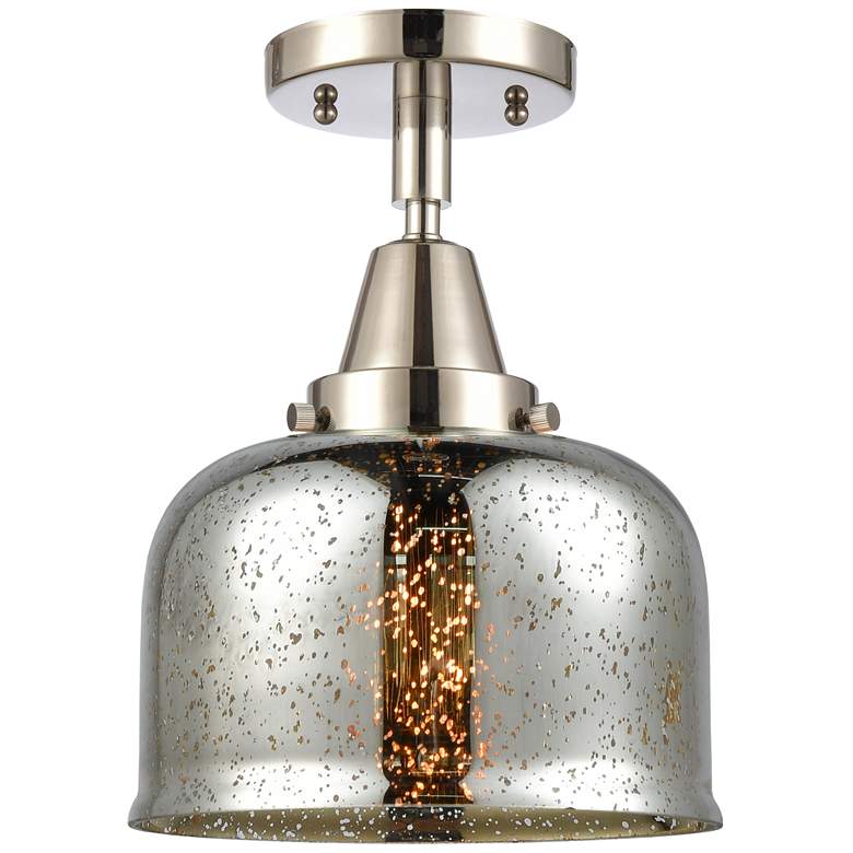 Image 1 Caden Bell 8" Flush Mount - Polished Nickel - Silver Mercury Shade